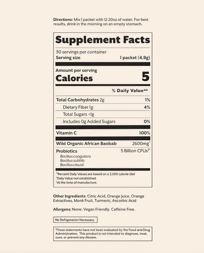 Debloat: Prebiotic + Probiotic,30 Single Sticks