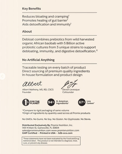 Debloat: Prebiotic + Probiotic,30 Single Sticks